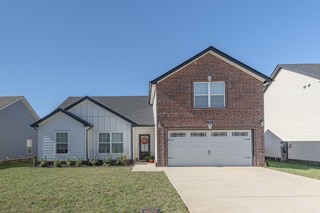 front of property featuring a garage and a front lawn