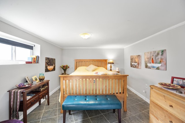 bedroom with crown molding