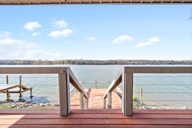 view of dock featuring a water view