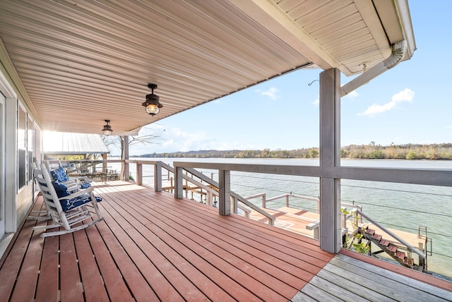 deck with a water view