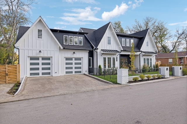 modern inspired farmhouse featuring central air condition unit