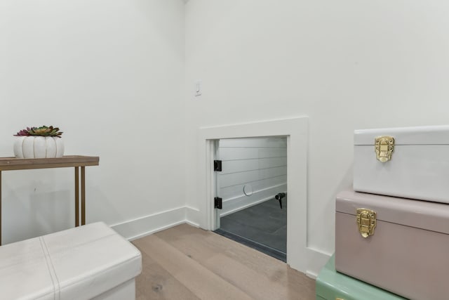 bathroom featuring hardwood / wood-style flooring