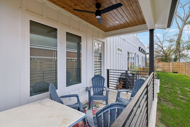 view of patio / terrace with ceiling fan