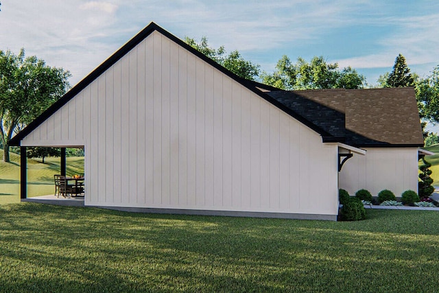 view of side of home featuring a lawn