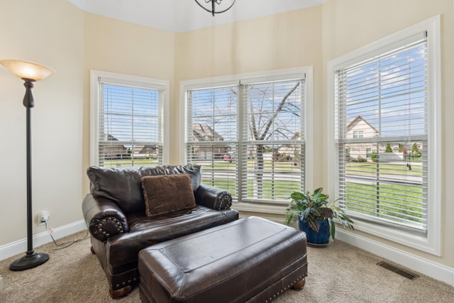 sitting room with carpet and plenty of natural light