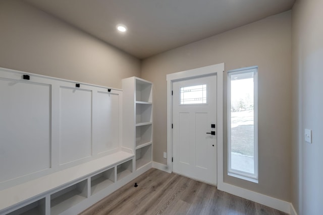 mudroom featuring light hardwood / wood-style floors