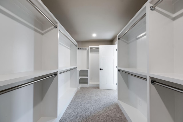 spacious closet with light carpet