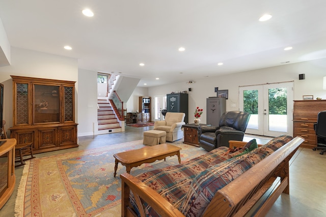 living room with french doors