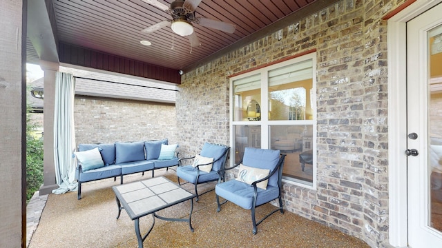 view of patio / terrace featuring outdoor lounge area and ceiling fan