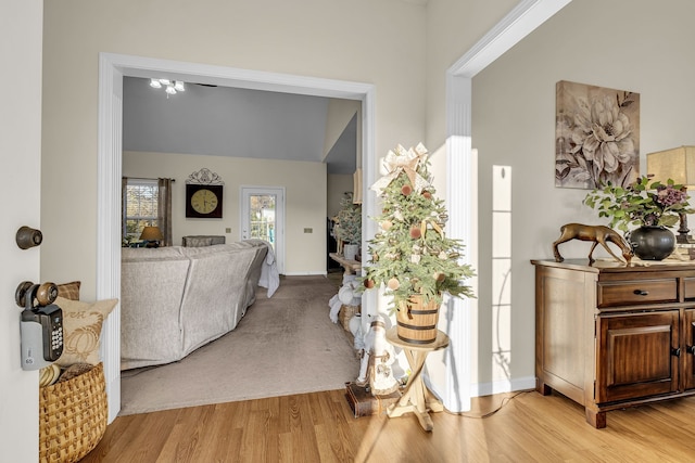 foyer with light hardwood / wood-style flooring