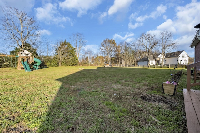 view of yard featuring a playground