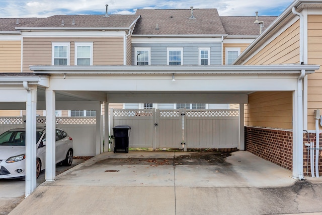 view of parking with a carport