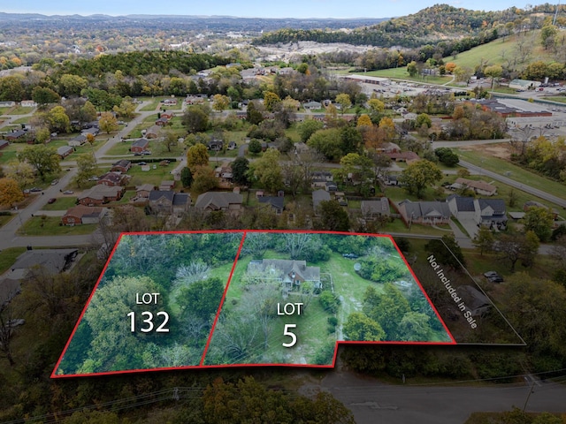 3186 Horton Ct, Franklin, TN 37064 - aerial view of residential area with property boundaries highlighted and mountains