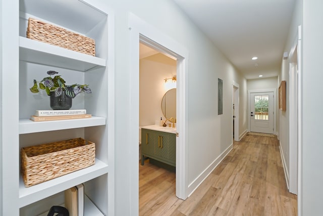 hall featuring light wood-type flooring