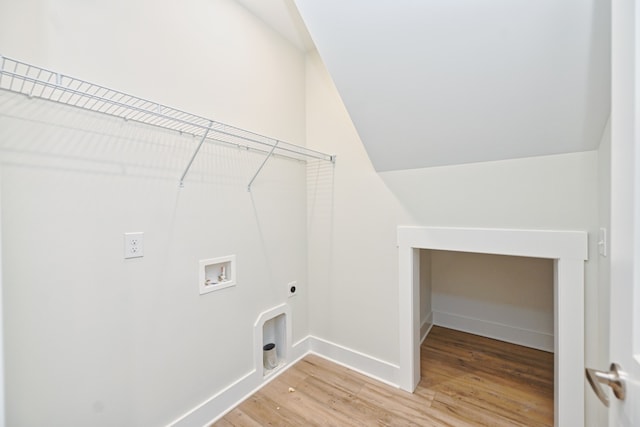 laundry area featuring hardwood / wood-style floors, electric dryer hookup, and hookup for a washing machine