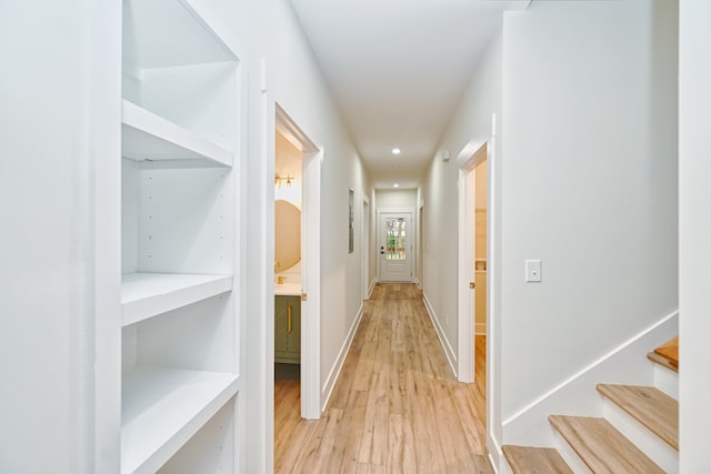 hall featuring light wood-type flooring