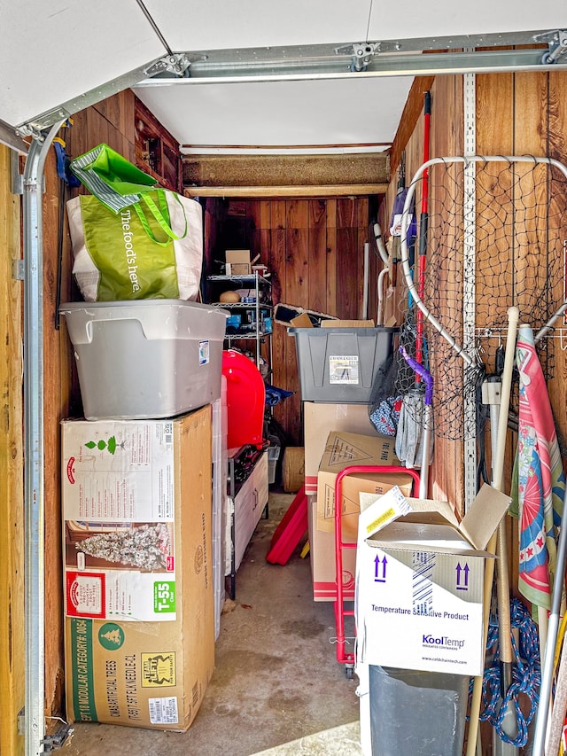 storage room with a garage