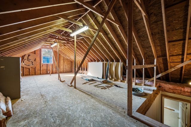 view of unfinished attic