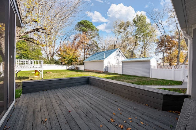 wooden deck with a yard