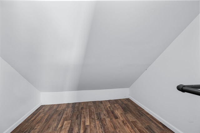 interior space featuring dark hardwood / wood-style flooring and lofted ceiling