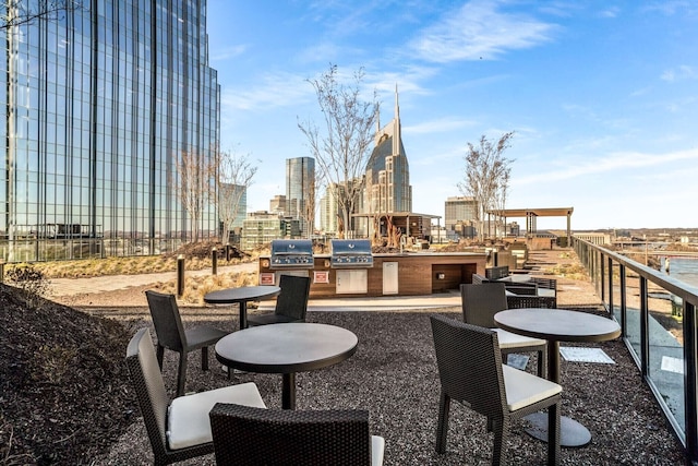 view of patio / terrace featuring an outdoor kitchen and area for grilling