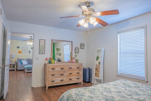 353 Oak Hollow Rd, Manchester, TN 37355 - bedroom featuring dark wood-style floors and ceiling fan