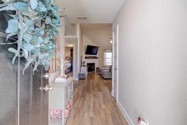 hall featuring light hardwood / wood-style floors