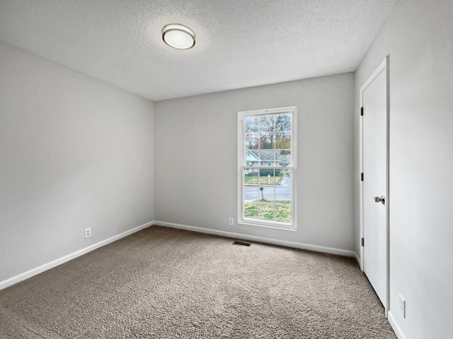 spare room with carpet and a textured ceiling