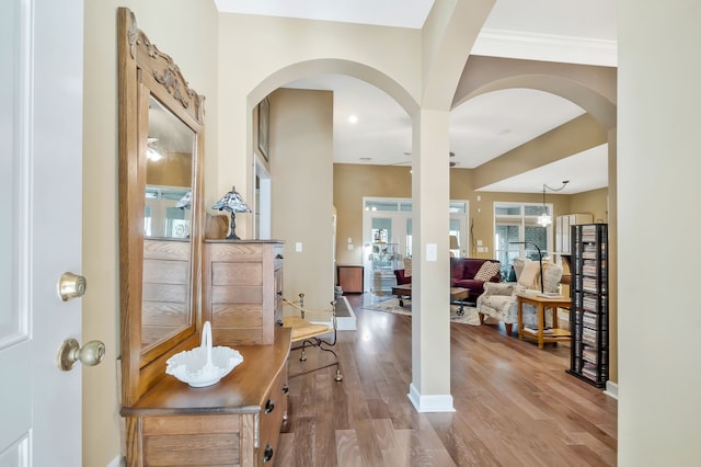 foyer with light hardwood / wood-style flooring