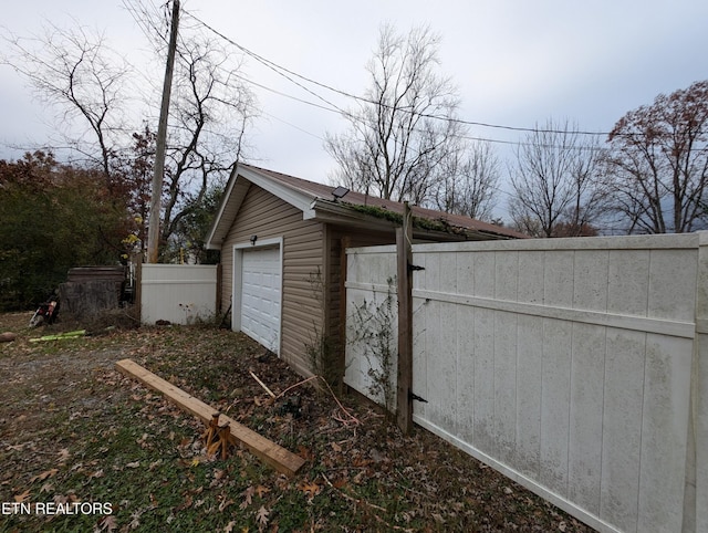 view of garage