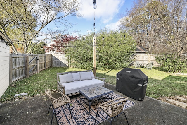 view of patio / terrace with grilling area and an outdoor living space