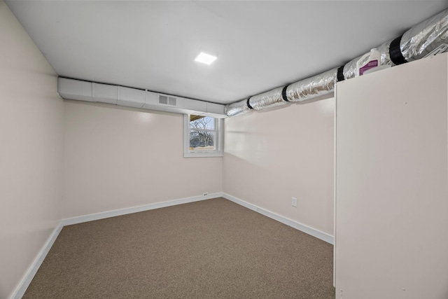 basement with carpet