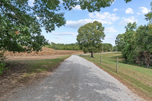 view of road featuring a rural view