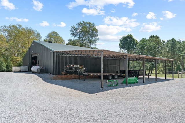 exterior space with an outbuilding