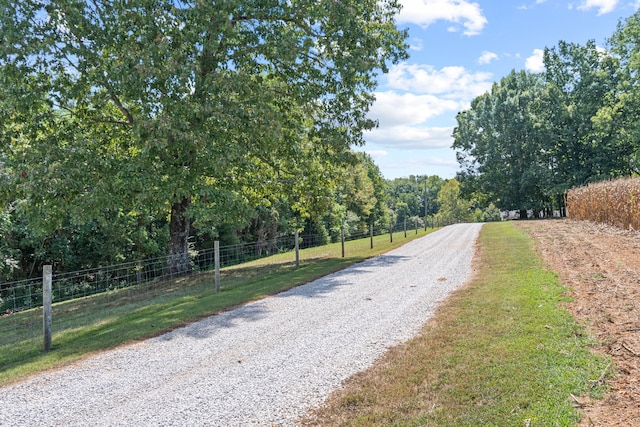 view of road with a rural view