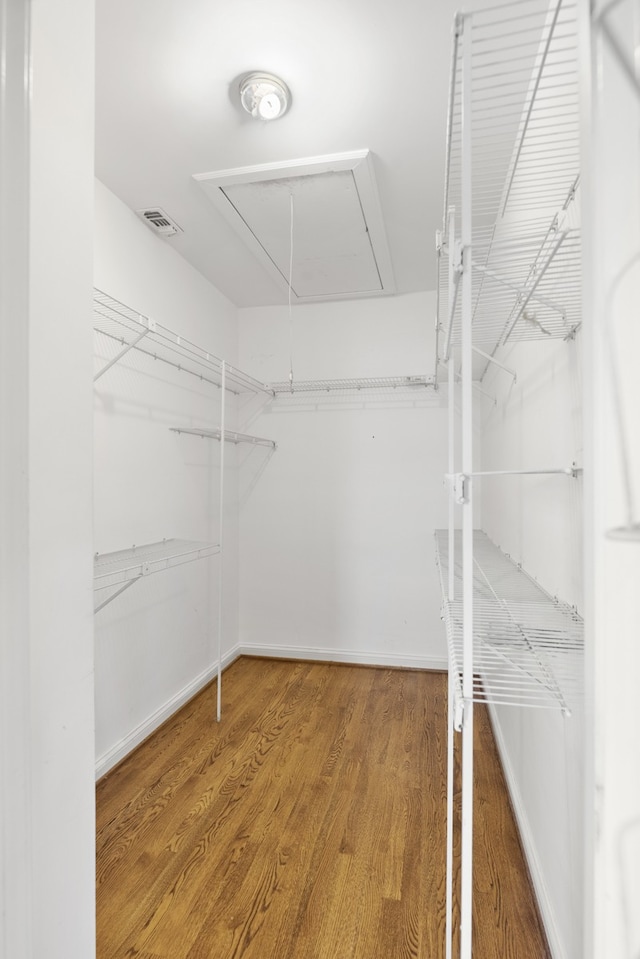 spacious closet featuring hardwood / wood-style floors