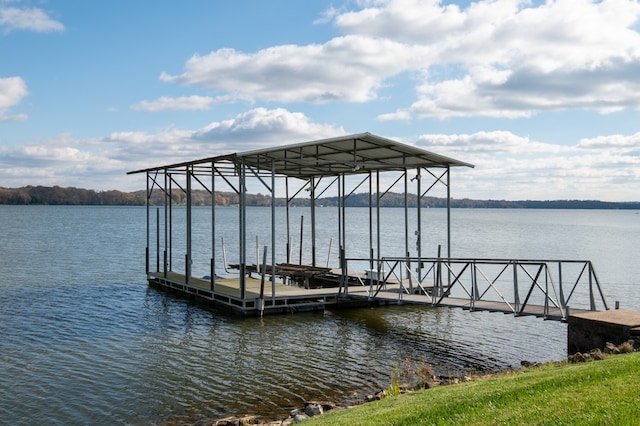 dock area featuring a water view