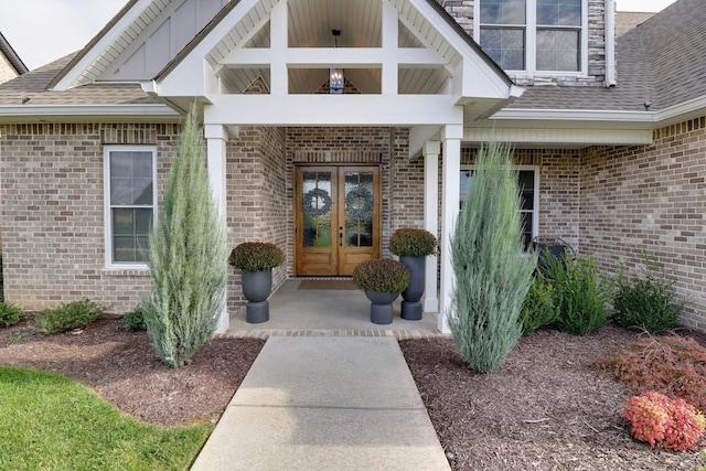 doorway to property featuring french doors