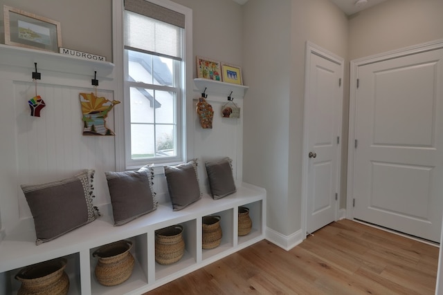 mudroom featuring light hardwood / wood-style floors