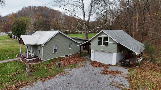 exterior space with a garage