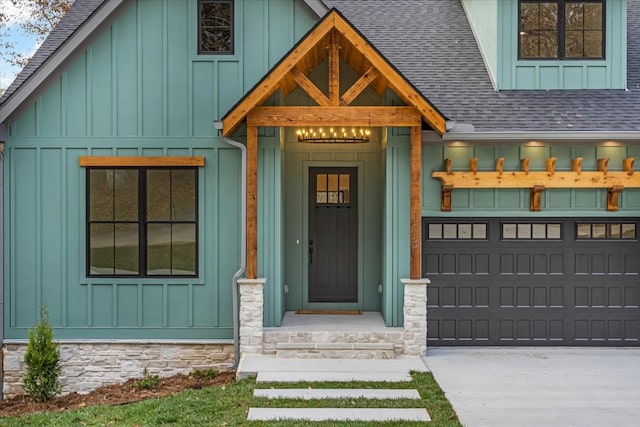 entrance to property with a garage