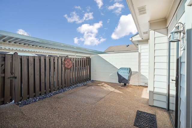 view of patio / terrace with a grill