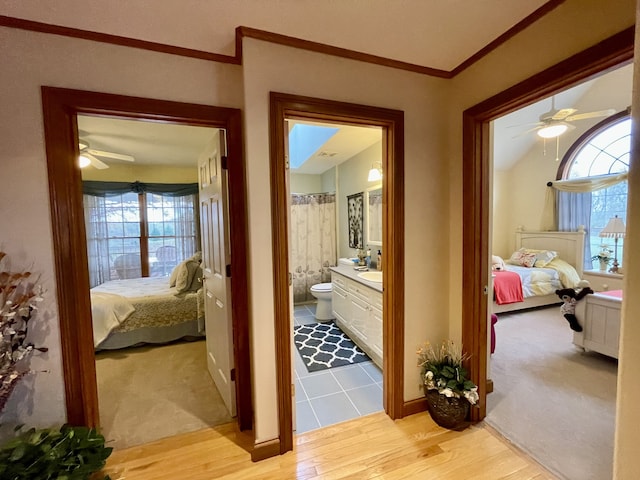 hall featuring light wood-type flooring