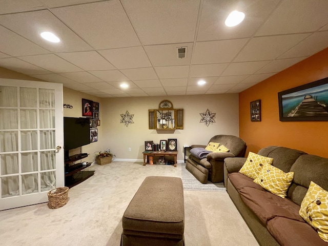 314 Birdsong Dr, Cadiz, KY 42211 - living area with carpet flooring, recessed lighting, and a drop ceiling