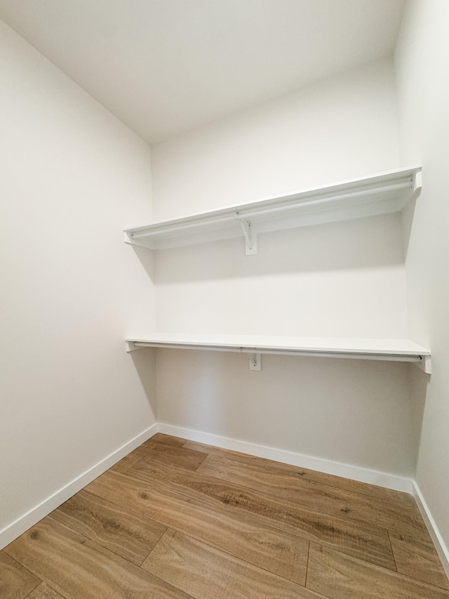 walk in closet featuring wood finished floors