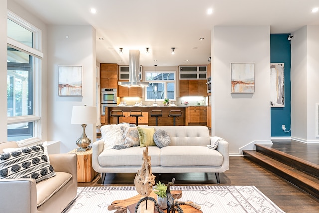 living room with hardwood / wood-style floors