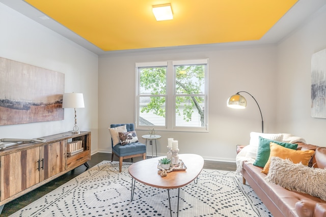 living room with hardwood / wood-style flooring