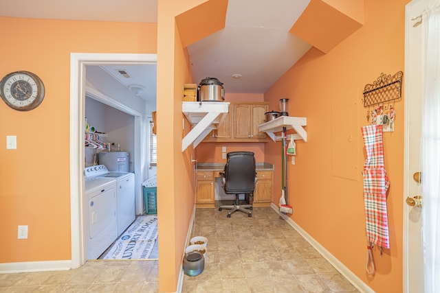 office featuring separate washer and dryer