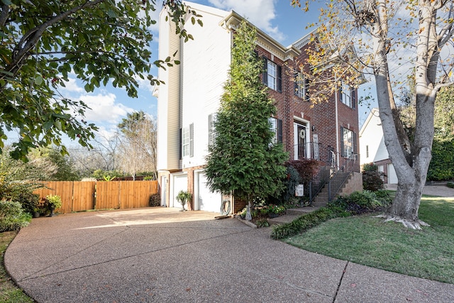 exterior space featuring a garage