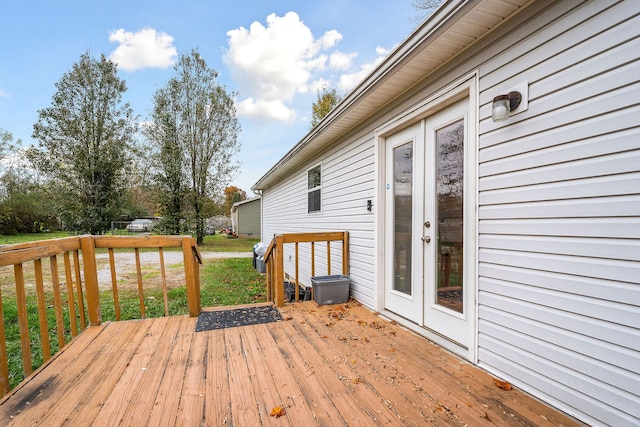 wooden deck with french doors